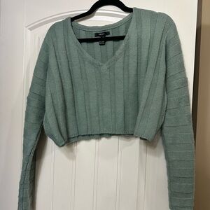 Forever 21 Green Cropped Knit Sweater